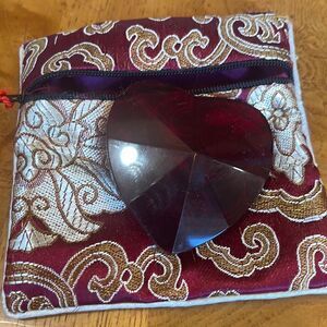 CRYSTAL HEART Faceted Deep Red Paperweight in